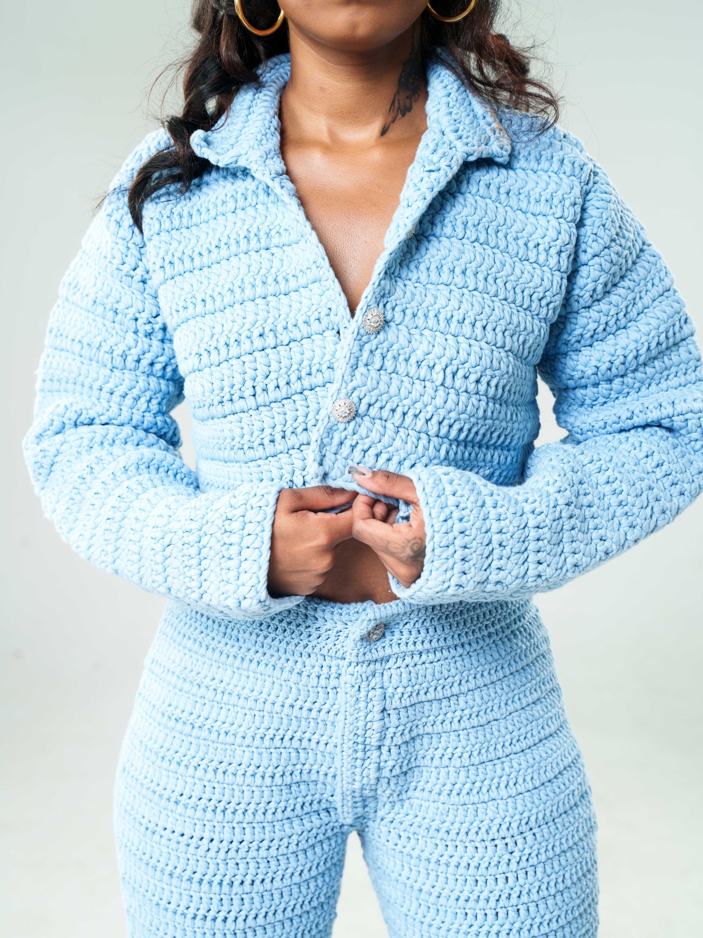 Blue Knit Jacket