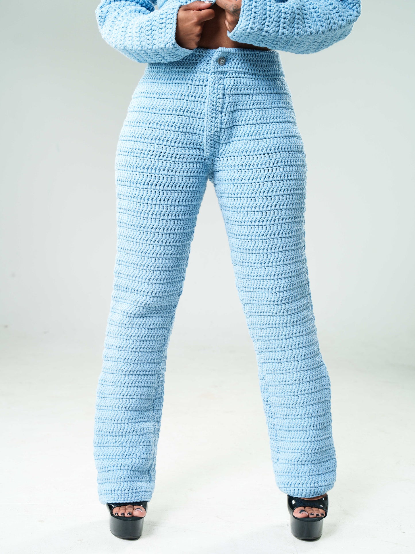 Blue Knit Pants