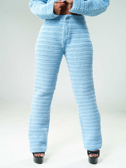 Blue Knit Pants